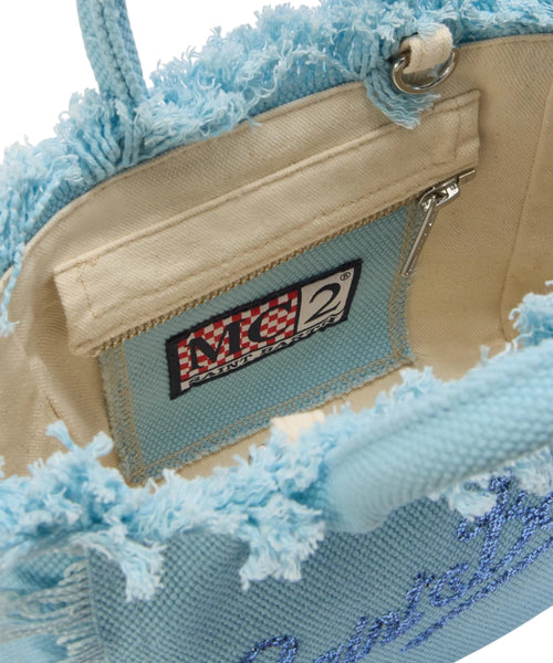 MC2 Saint Barth Vanity Bag in Canvas with Logo and Rhinestones