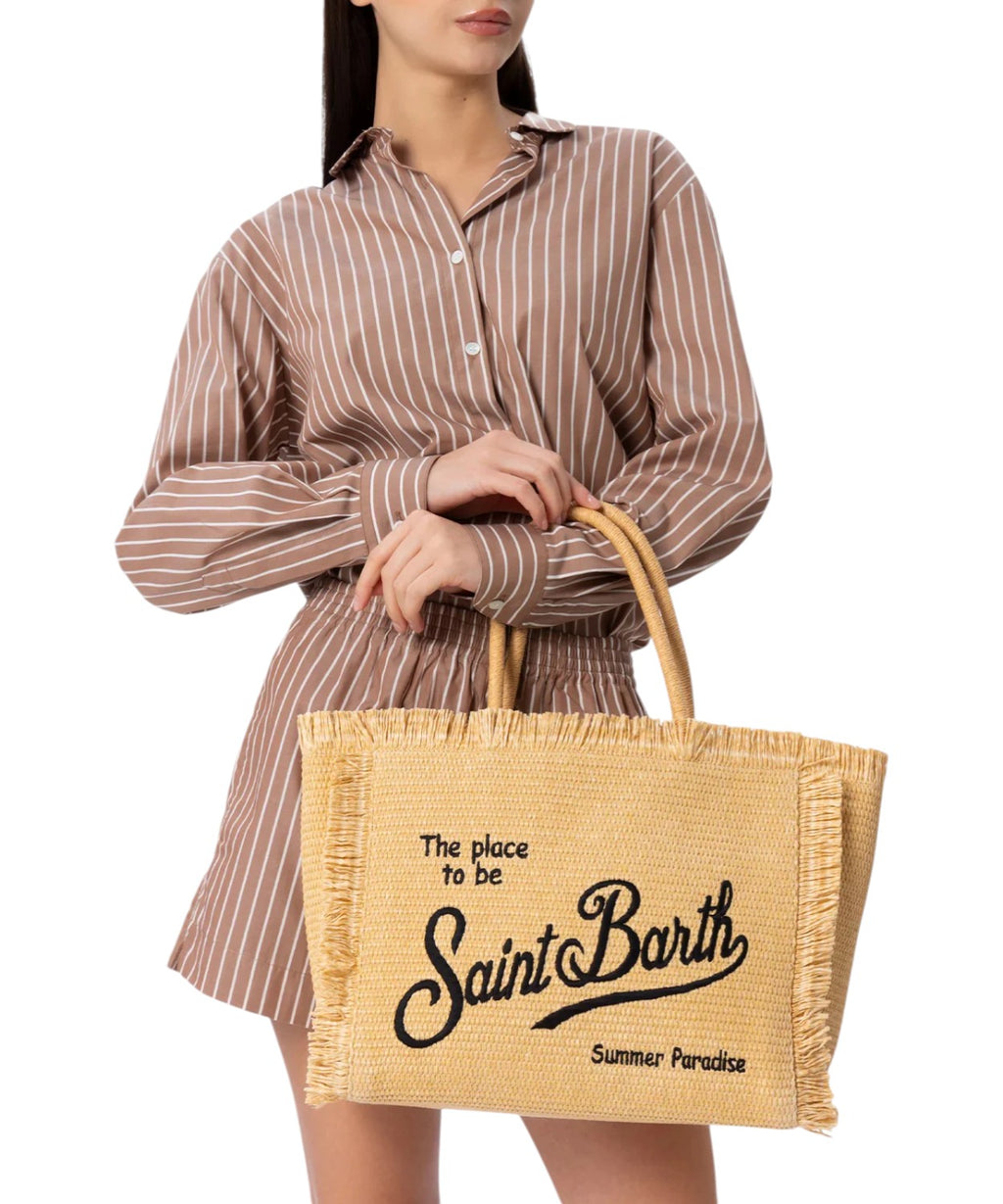 MC2 Saint Barth Vanity Straw Bag with Contrast Logo