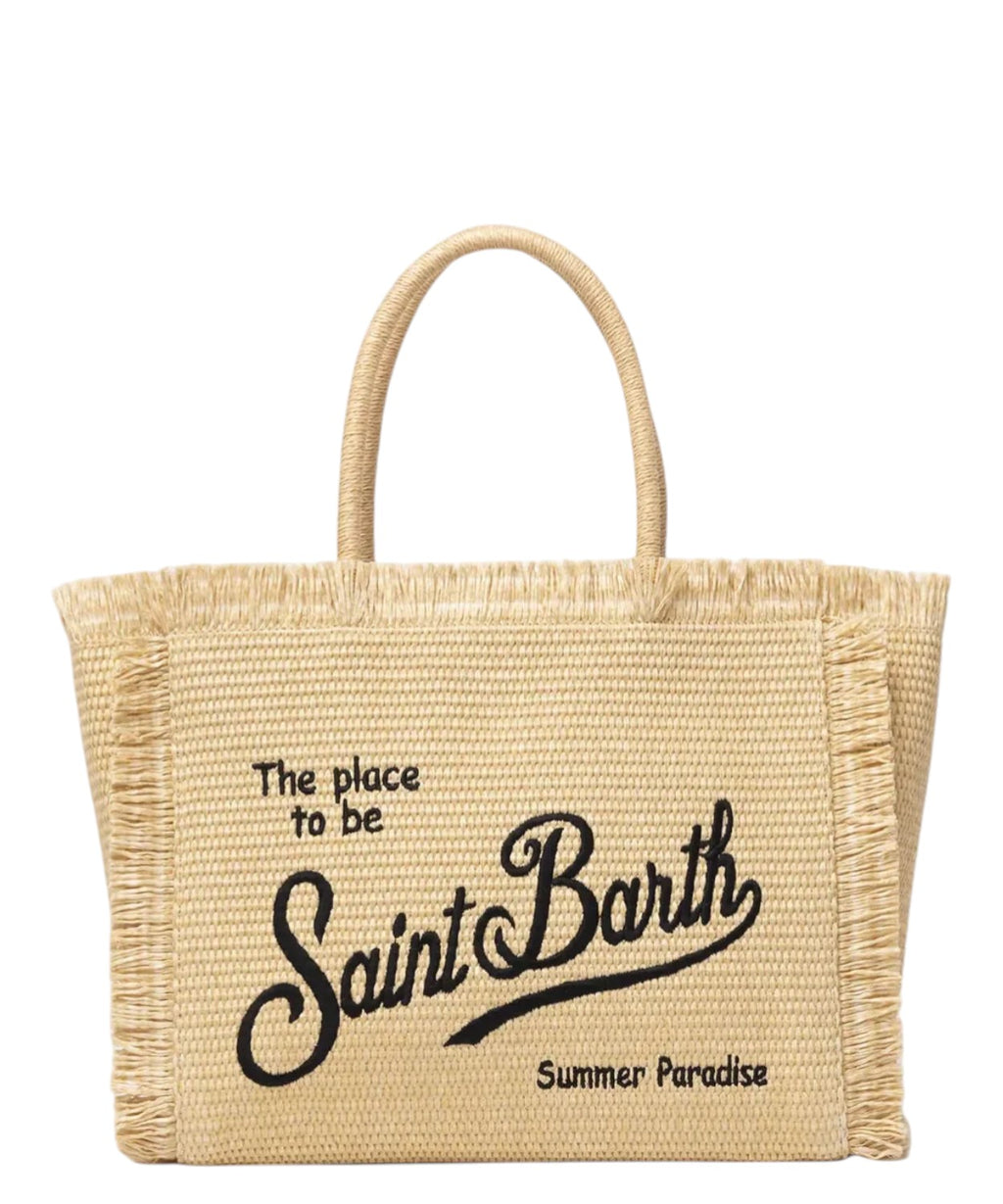 MC2 Saint Barth Vanity Straw Bag with Contrast Logo