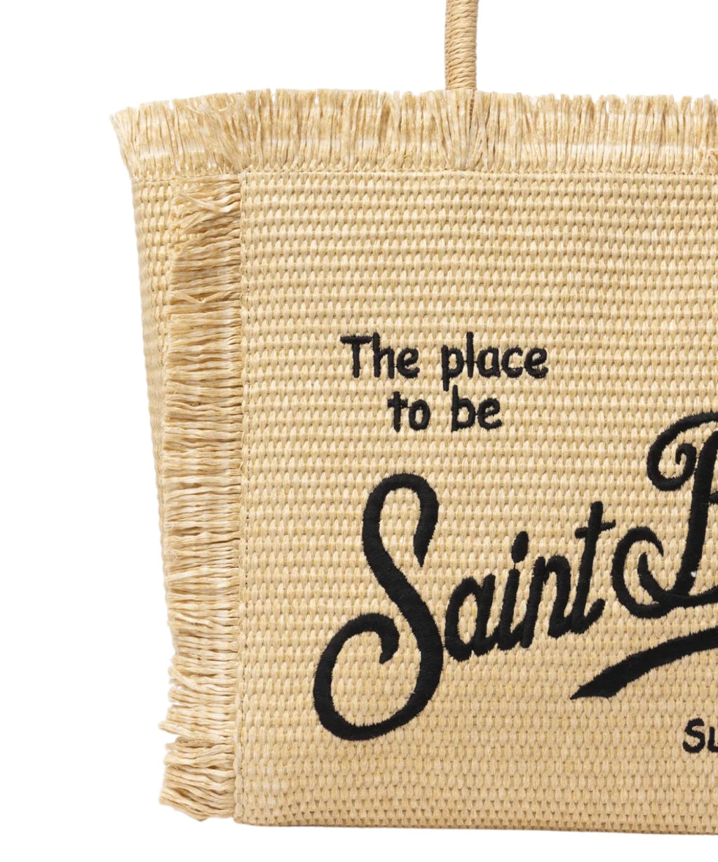 MC2 Saint Barth Vanity Straw Bag with Contrast Logo