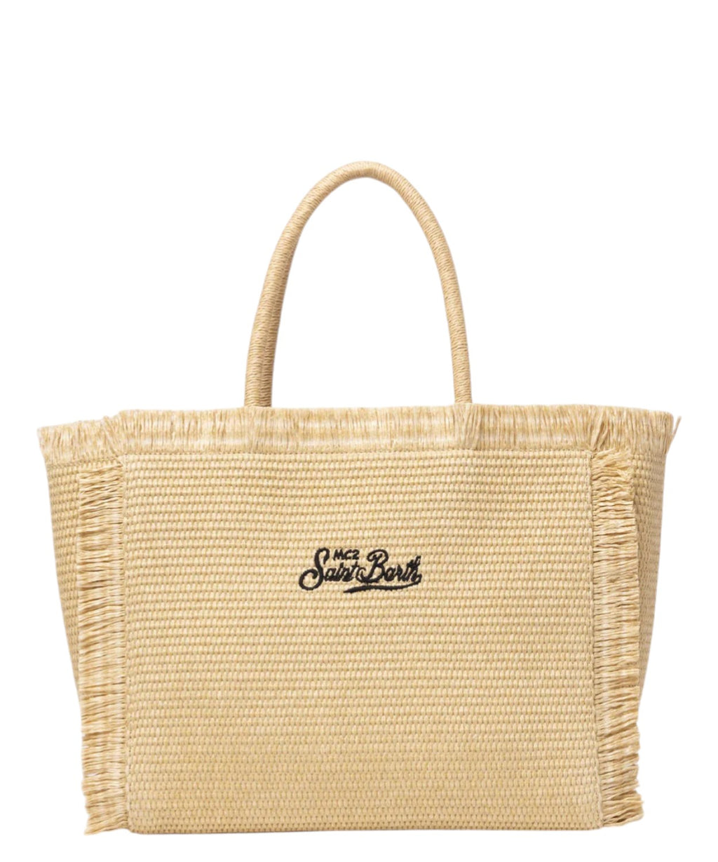 MC2 Saint Barth Vanity Straw Bag with Contrast Logo
