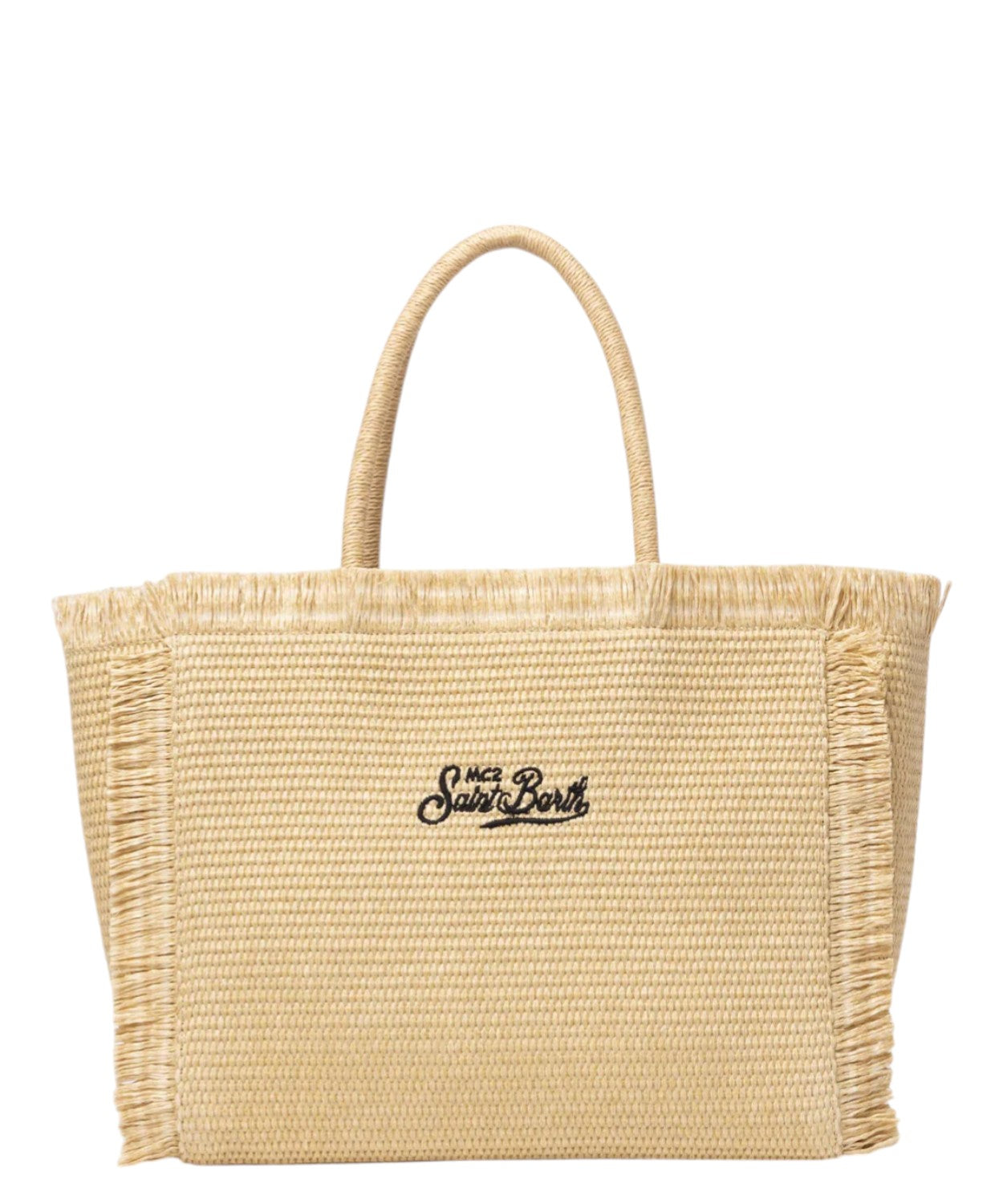 Borsa Vanity Straw MC2 Saint Barth con Logo a Contrasto