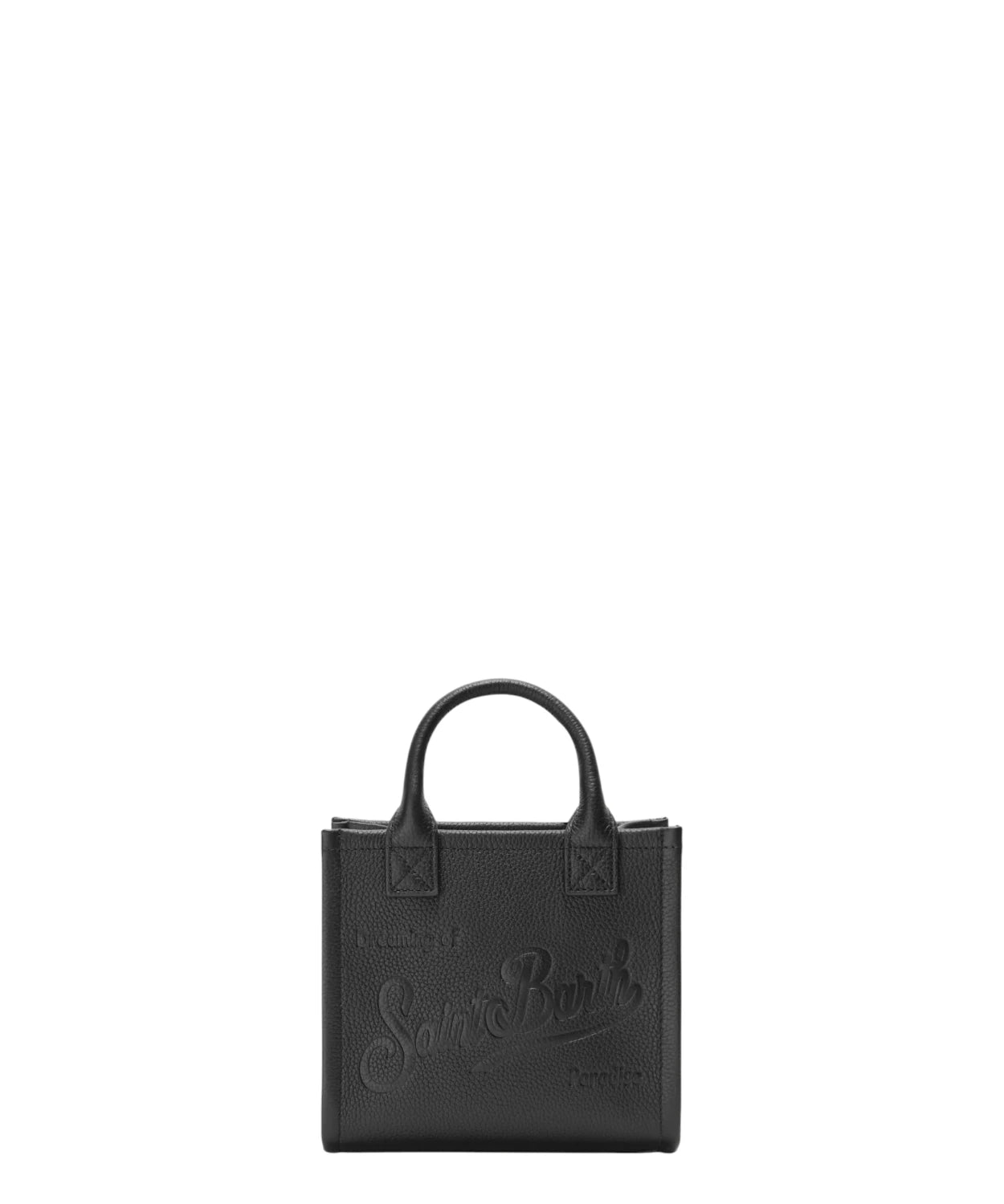 Vanity Bag Mini in pelle martellata nera con tracolla removibile-Mc2 Saint Barth-Borse a mano-Vittorio Citro Boutique