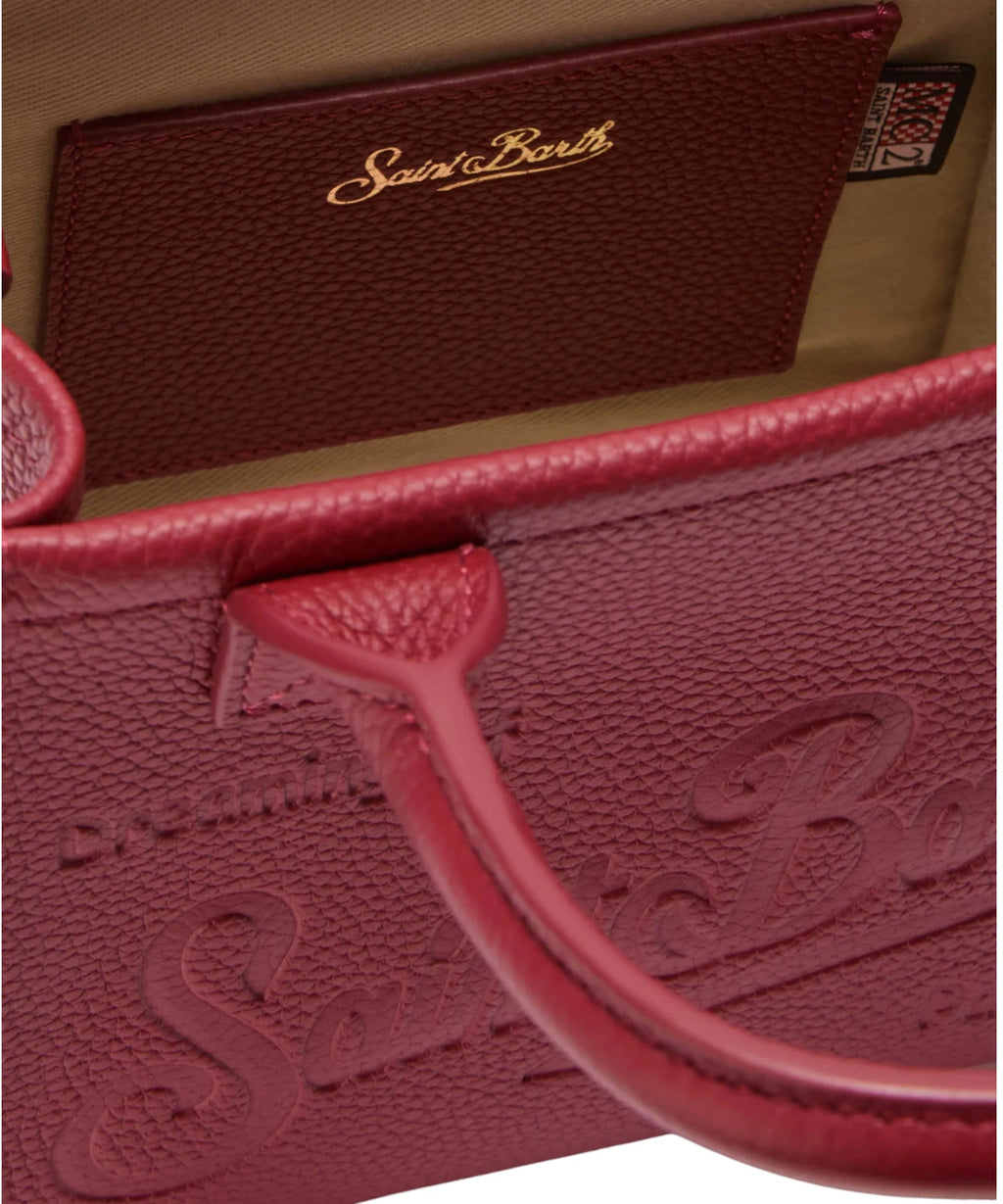 Vanity Bag Mini in pelle martellata bordeaux con tracolla removibile-Mc2 Saint Barth-Borse a mano-Vittorio Citro Boutique