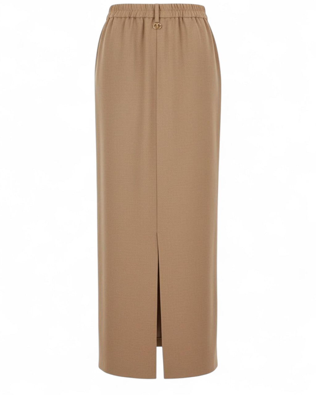 Retro della Gonna Doppia Twinset con elastico in vita e spacco centrale, perfetta per outfit versatili e raffinati da donna inverno.