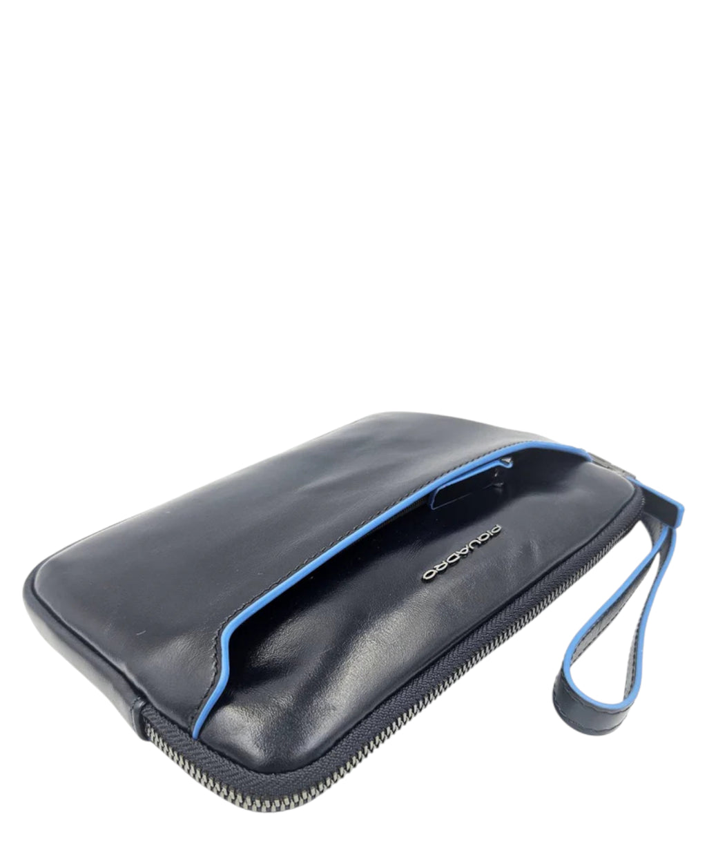 Piquadro Pochette Blue Square en piel