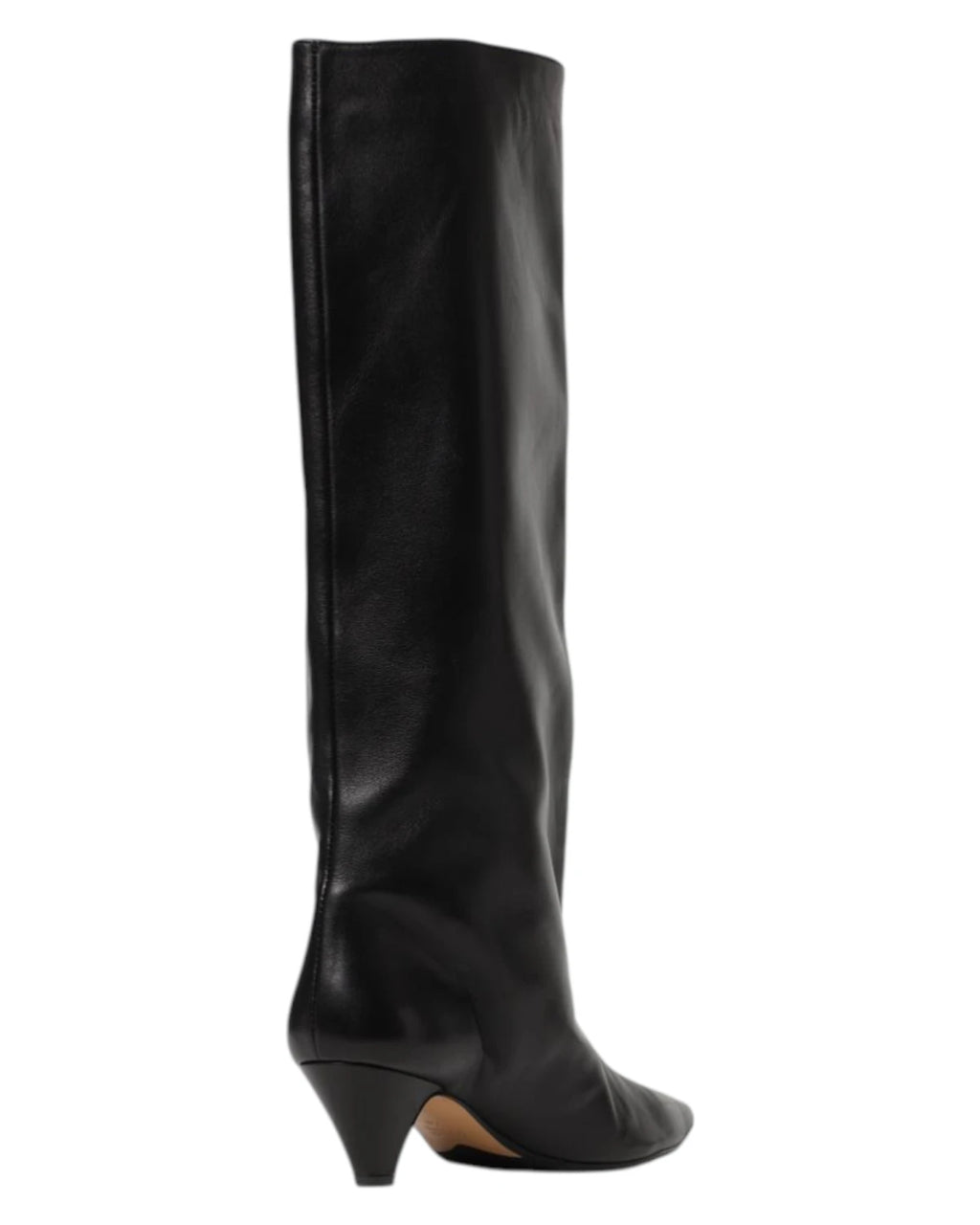 Women's Black Leather Pull-On Boots with 5 cm Heel