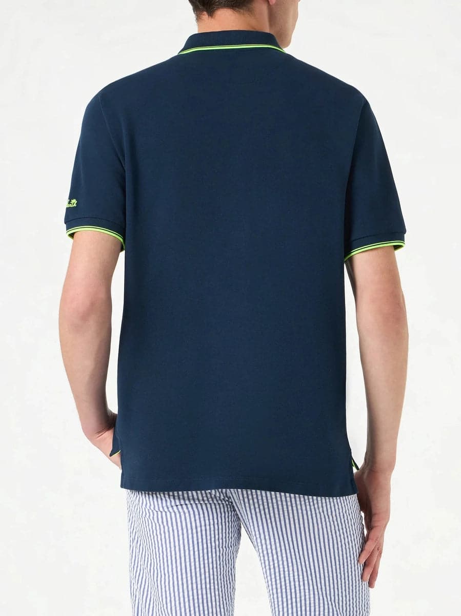 Polo in piquet bianco con ricamo di palme-Mc2 Saint Barth-Polo-Vittorio Citro Boutique
