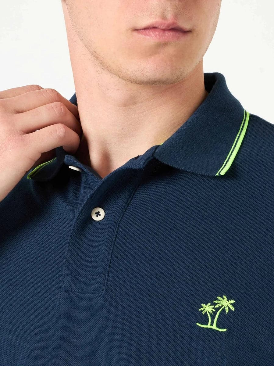 Polo in piquet bianco con ricamo di palme-Mc2 Saint Barth-Polo-Vittorio Citro Boutique