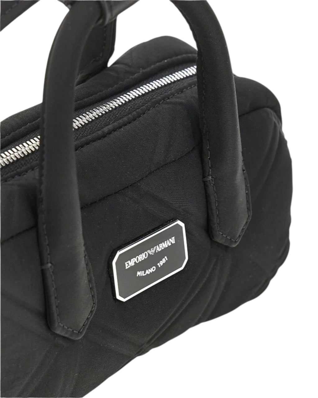 Mini skuldertaske til kvinder i quiltet nylon med skulderrem i læder