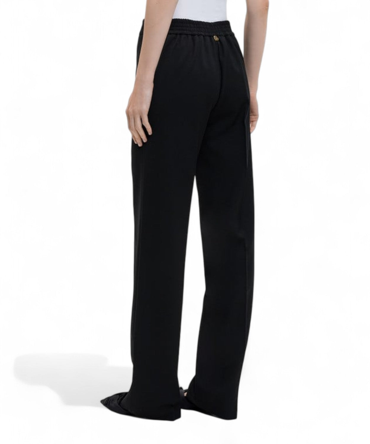 Pantaloni Twinset in Lana Nera con Logo-Twinset-Pantaloni-Vittorio Citro Boutique