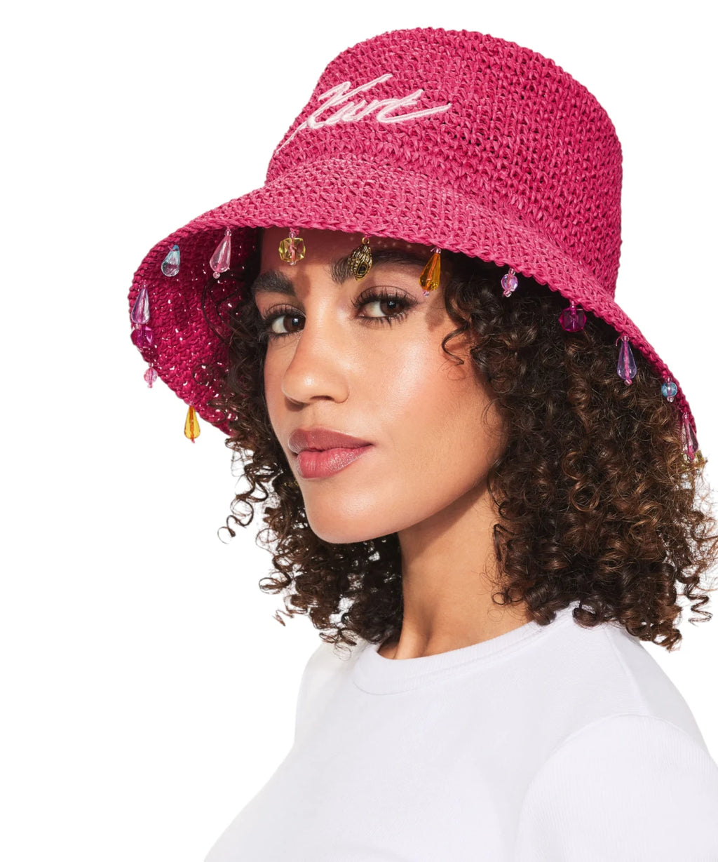 Sombrero de rafia Kurt Geiger London para mujer con cristales
