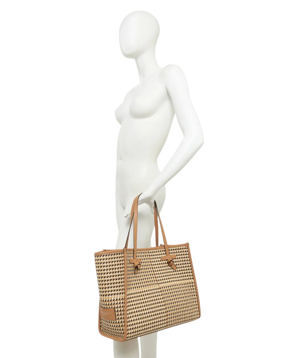 Marcella Gianni Chiarini Pied de Poule Fabric Shopping Bag with Pouch