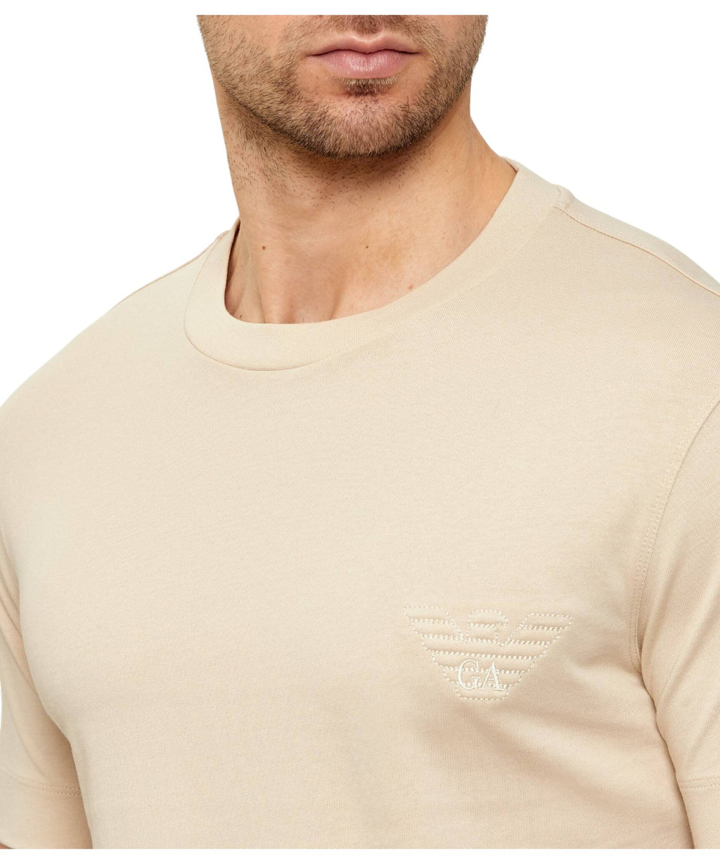 Slim fit tričko s reliéfním logem na prsou Emporio Armani
