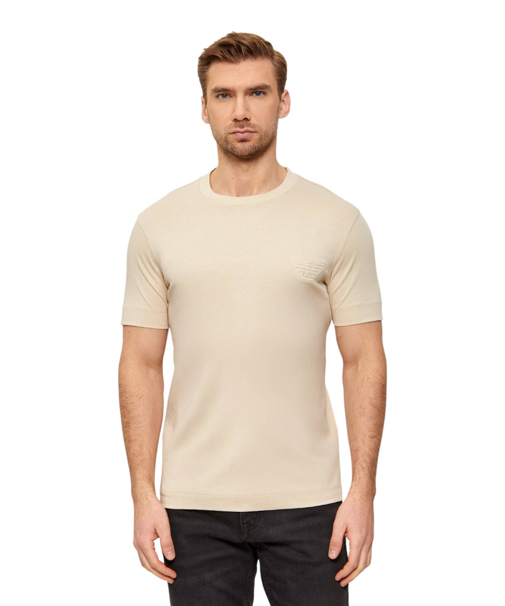 Slim fit tričko s reliéfním logem na prsou Emporio Armani