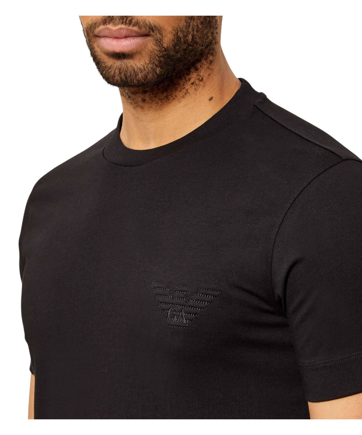 T-shirt Slim Fit con Logo Emporio Armani in Rilievo sul Petto