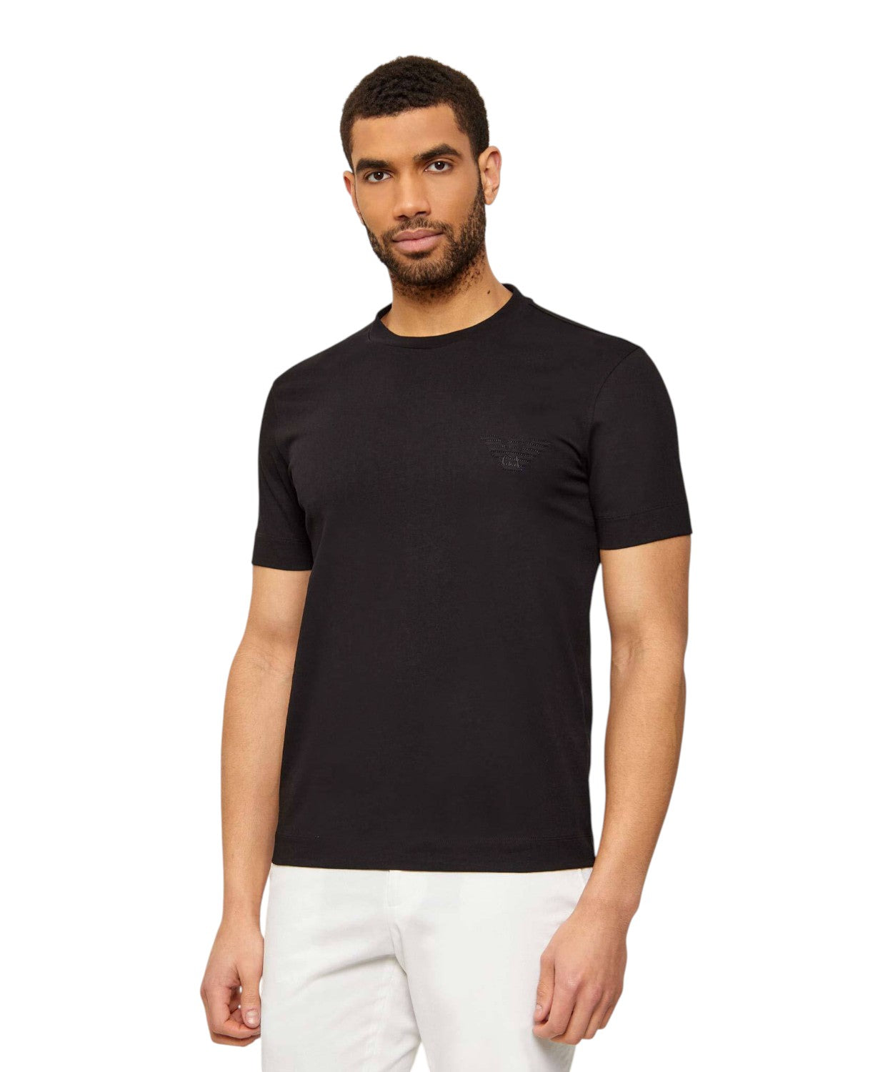 T-shirt Slim Fit con Logo Emporio Armani in Rilievo sul Petto