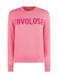 Maglia girocollo rosa con stampa strass Favolosa-Mc2 Saint Barth-Maglieria-Vittorio Citro Boutique