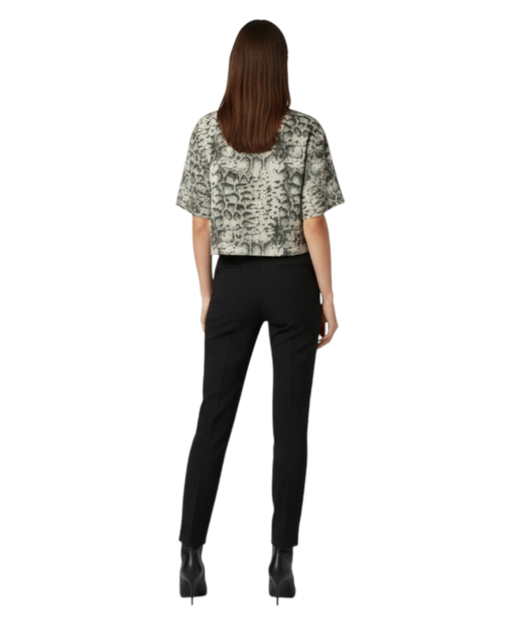 Pinko Terni Crop Snake Print T-shirt with Appliqués