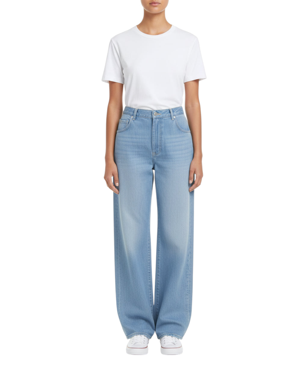 Dondup Alek Wide Leg Jeans in Lyocell Denim