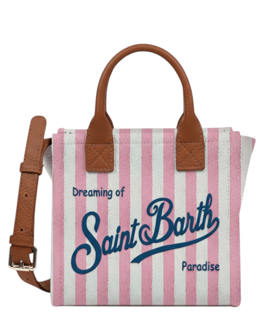 MC2 Saint Barth Vanity Mini Stripes Leather Bag with Shoulder Strap