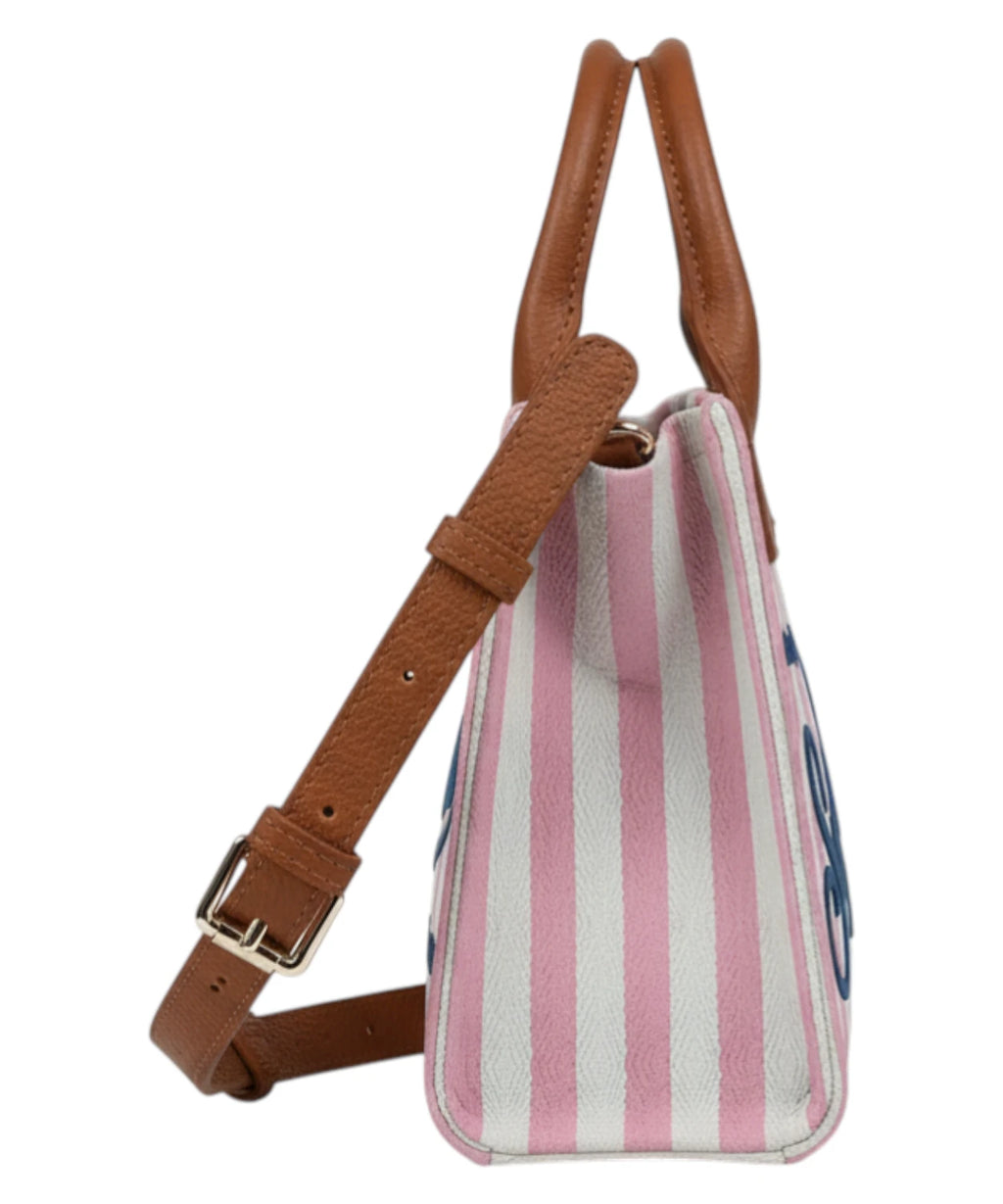 MC2 Saint Barth Vanity Mini Stripes Leather Bag with Shoulder Strap