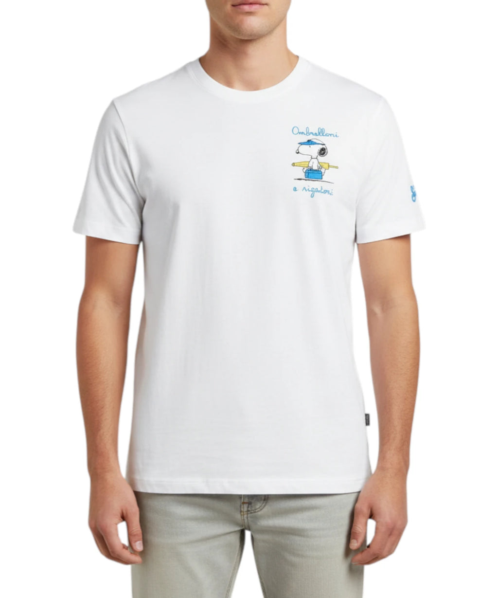 MC2 Saint Barth Men's Portofino T-Shirt with Snoopy Embroidery