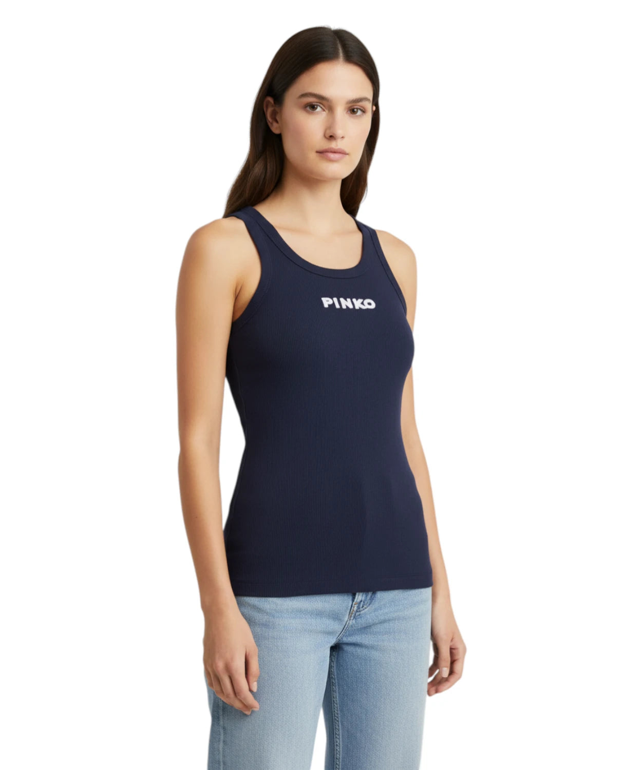 Canotta Pinko Blue Lagoon con logo elegante