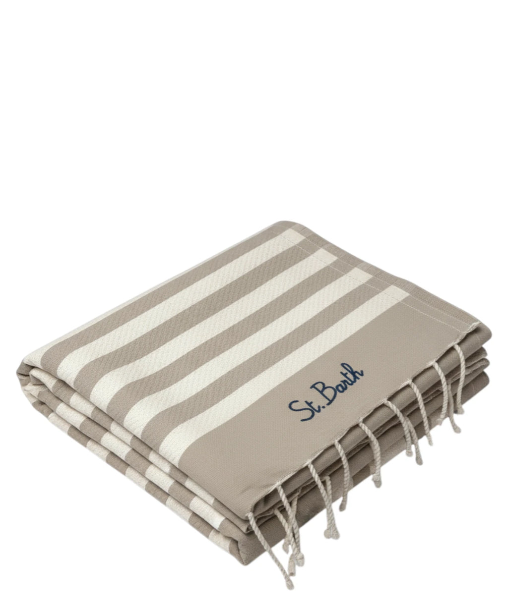 MC2 Saint Barth Beach Towel with Fringes and Logo