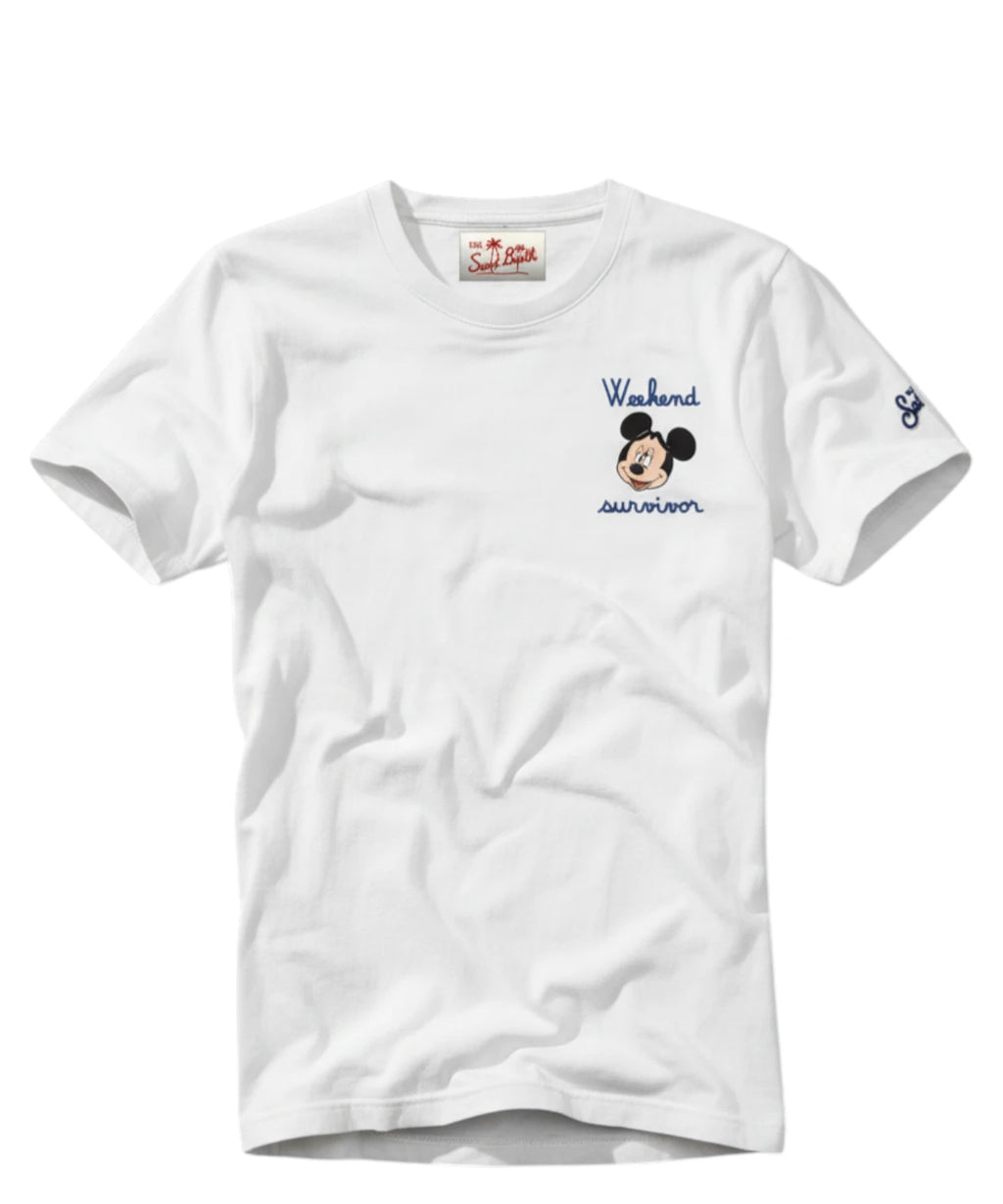 Men's Portofino MC2 Saint Barth T-Shirt with Mickey Embroidery