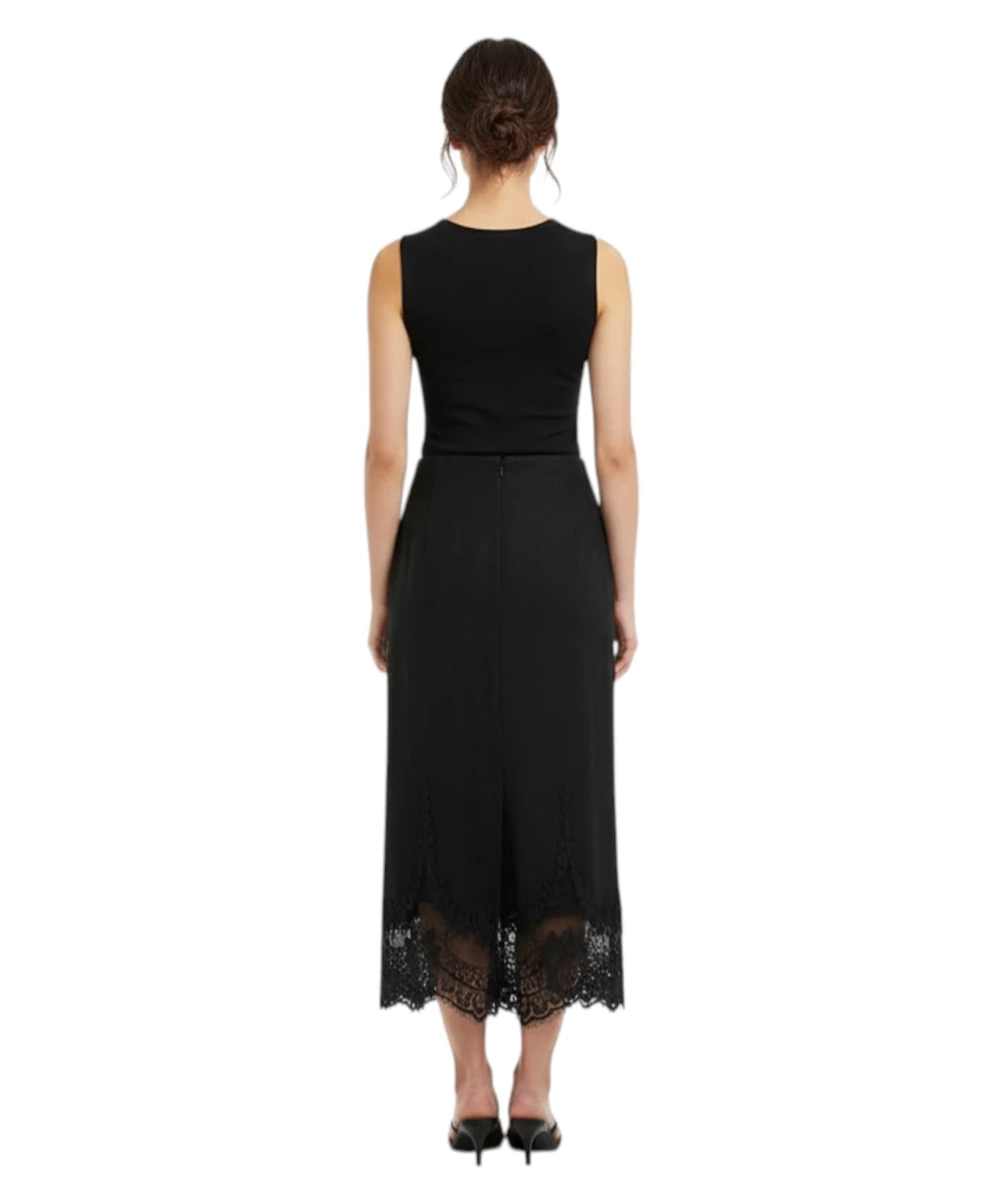 Twinset Linen Skirt with Lace Details