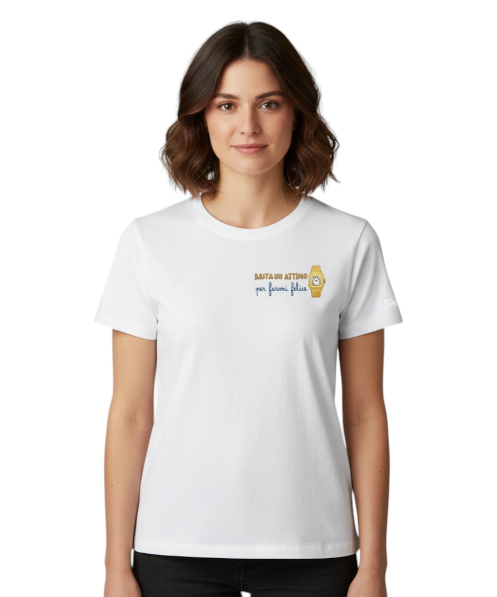 MC2 Saint Barth Emilie T-shirt with Basta un Attimo Embroidery