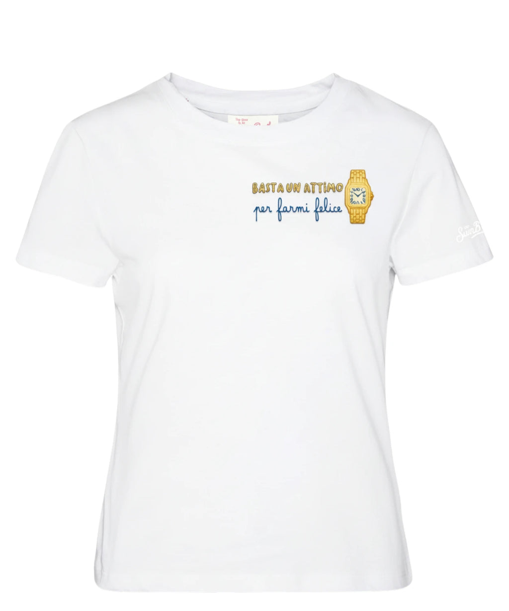 MC2 Saint Barth Emilie T-shirt with Basta un Attimo Embroidery