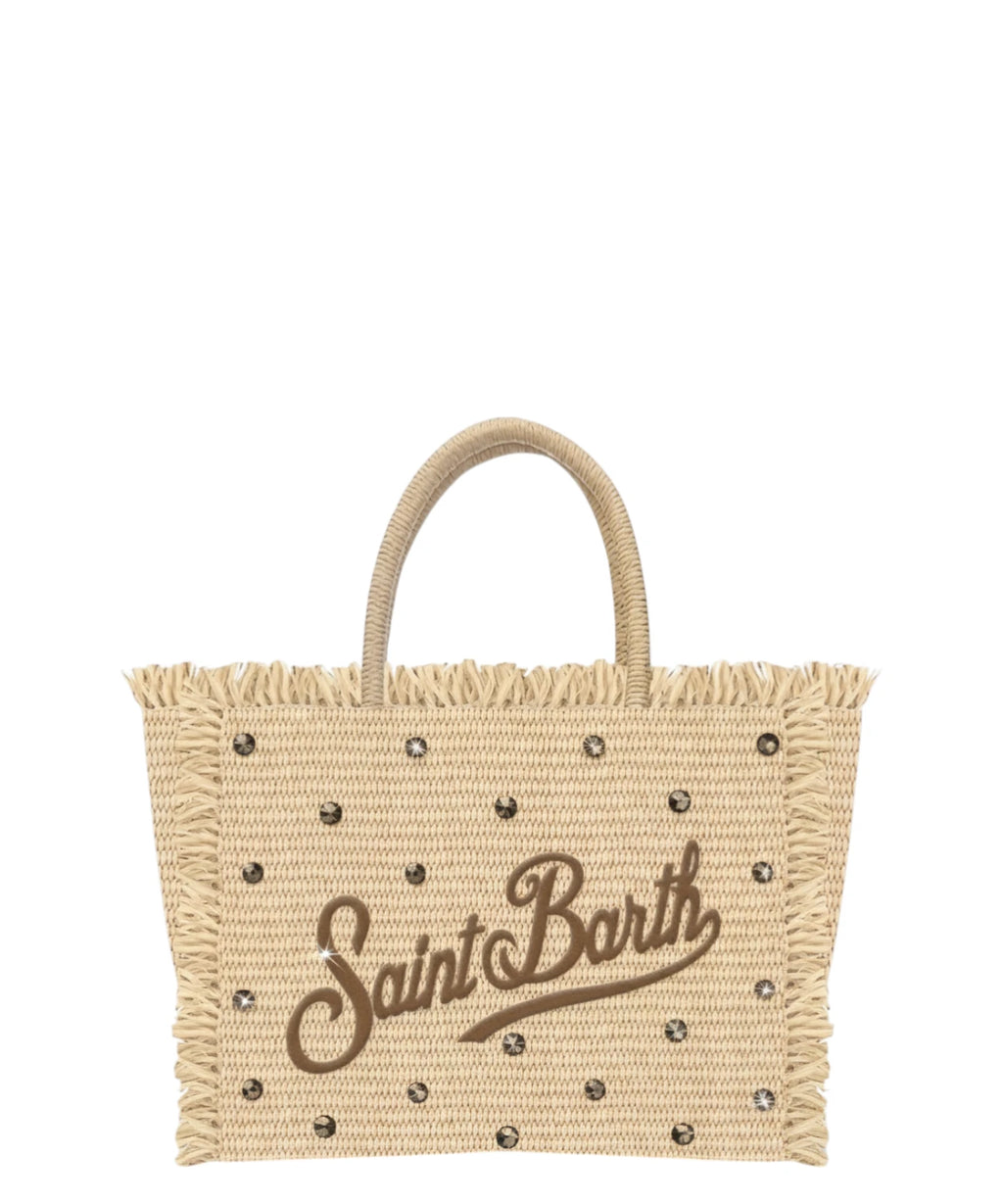 MC2 Saint Barth Colette Raffia Summer Bag with Rhinestones