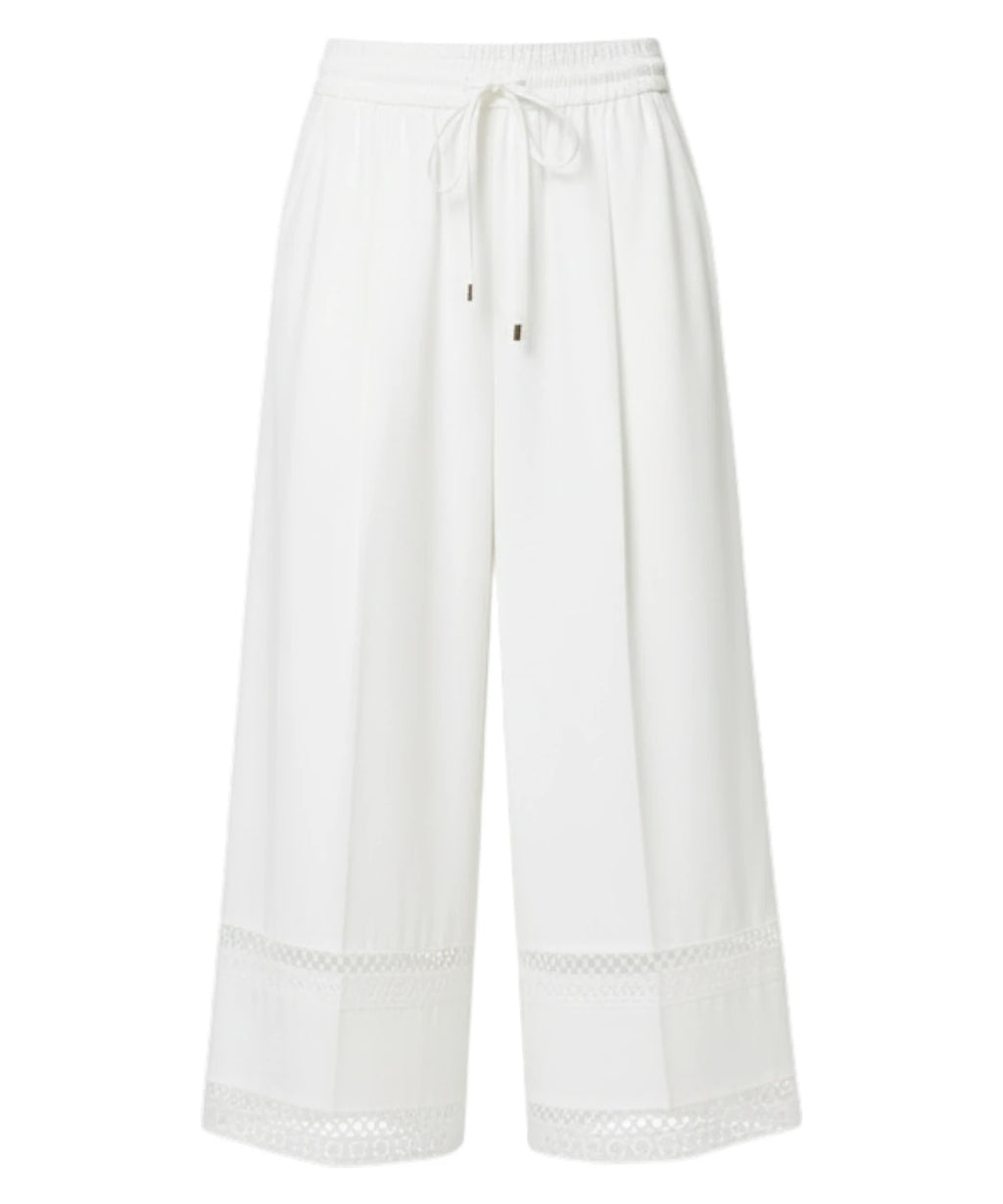 Twinset Embroidered Cotton Poplin Wide-Leg Trousers