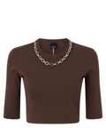 Pinko KYMBERLY Cropped Sweater with Gold Chain