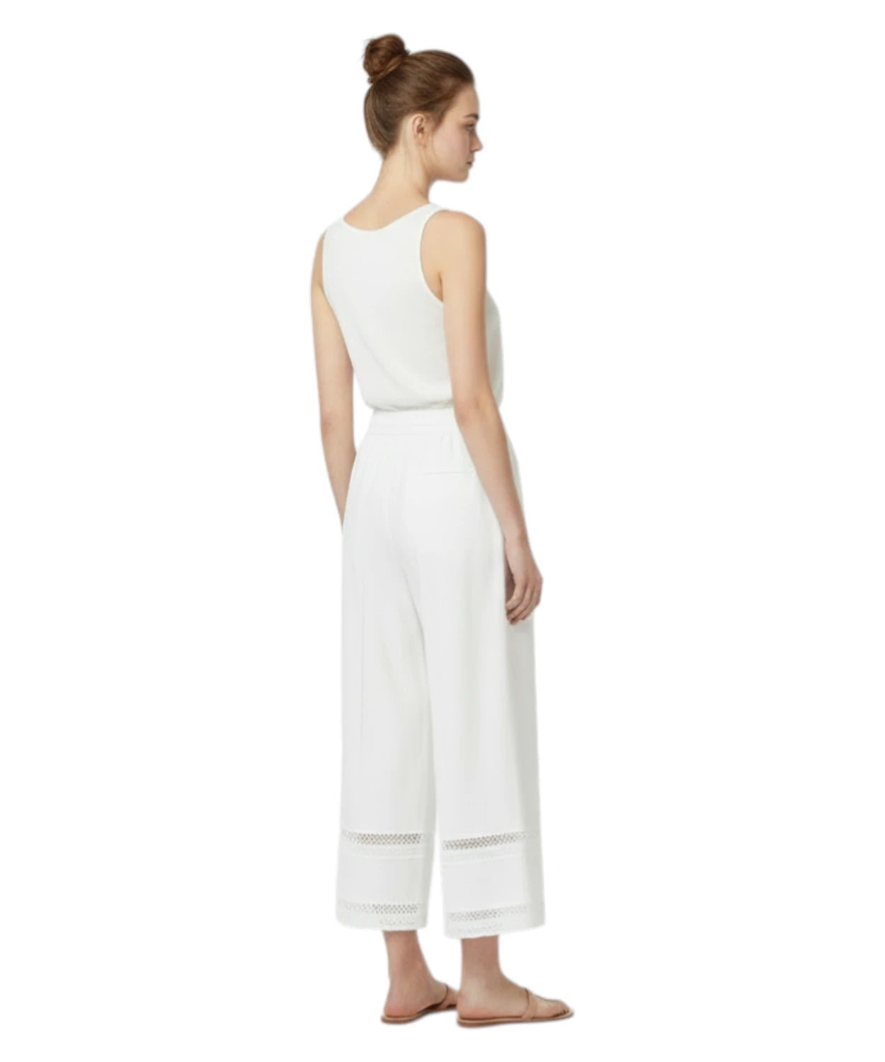 Pantaloni Ampi Popeline Cotone con Ricamo Twinset