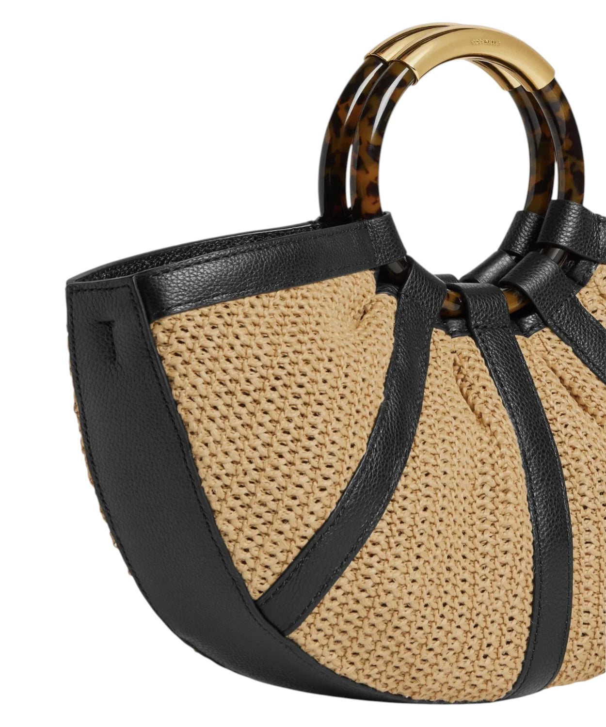 Borsa Coccinelle Shell Medium in Paglia e Pelle