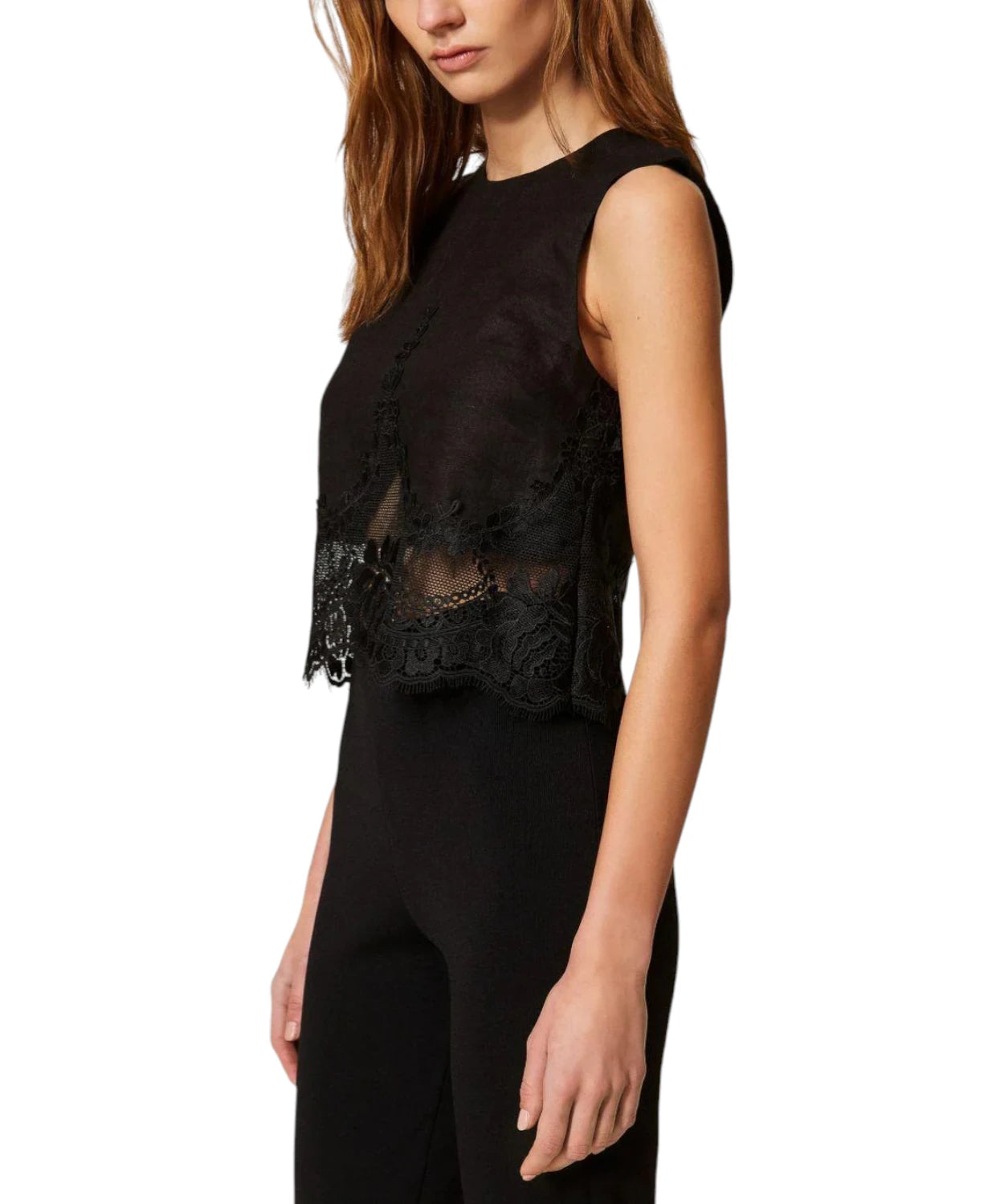 Top Donna Twinset Pizzo Elegante