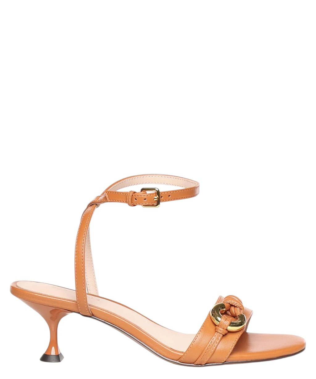 Coccinelle Finn Leather Sandals - 60 mm Heel and Strap
