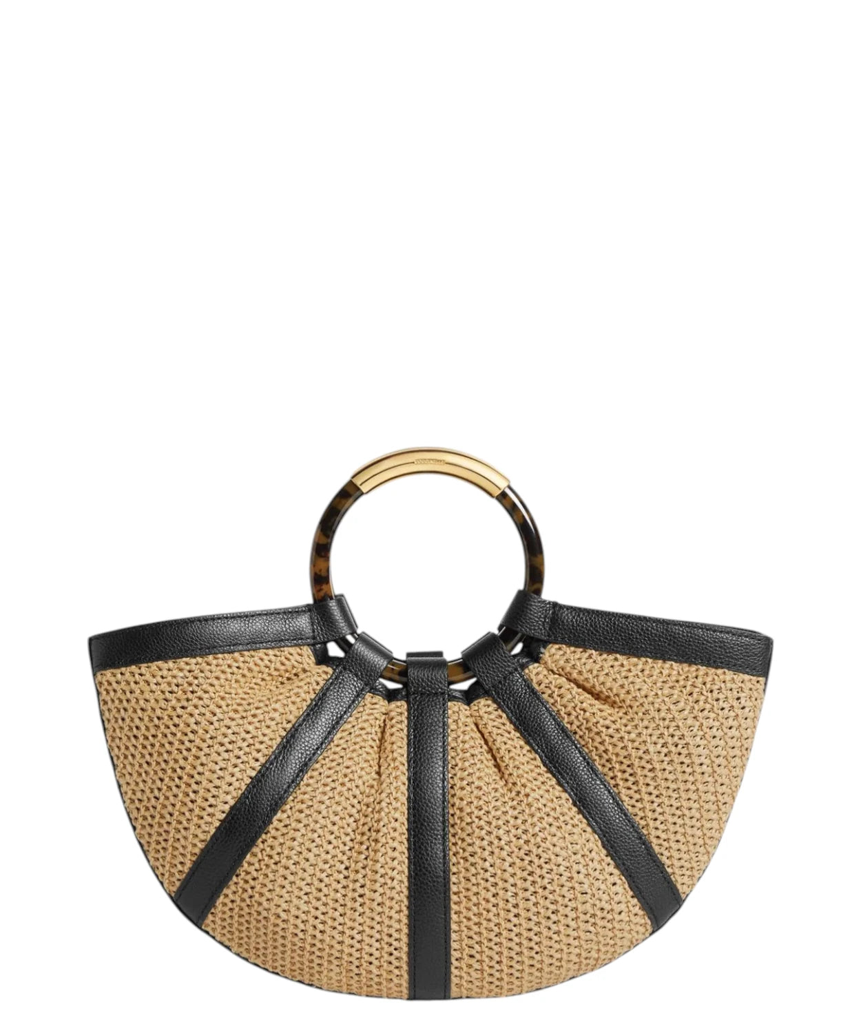 Borsa Coccinelle Shell Medium in Paglia e Pelle