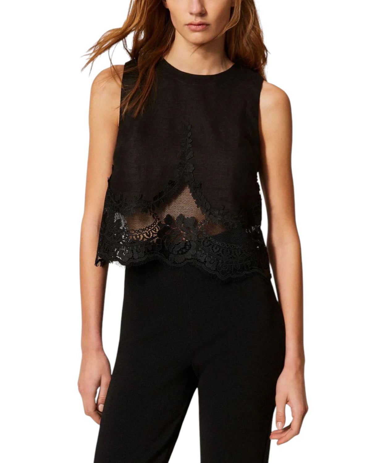 Top Donna Twinset Pizzo Elegante