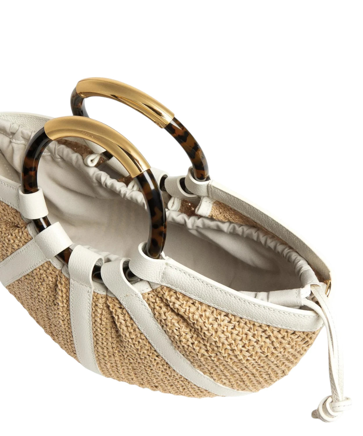 Borsa Coccinelle Shell Medium in Paglia e Pelle