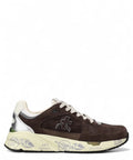 Sneakers Premiata Mased 7895 da donna in suede marrone con suola beige decorata, perfette per look urban e casual-chic.