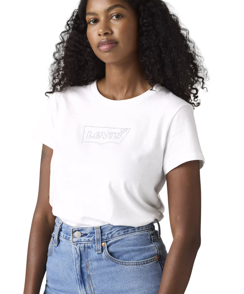 Levi's The Perfect T-Shirt with Rhinestones and Soft Crew Neck