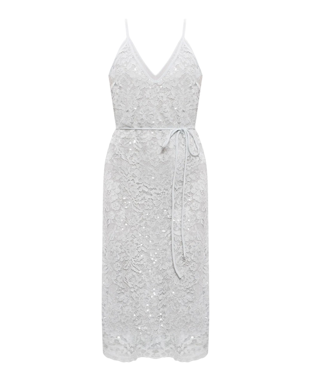Longuette Dress in Lace and Sequins