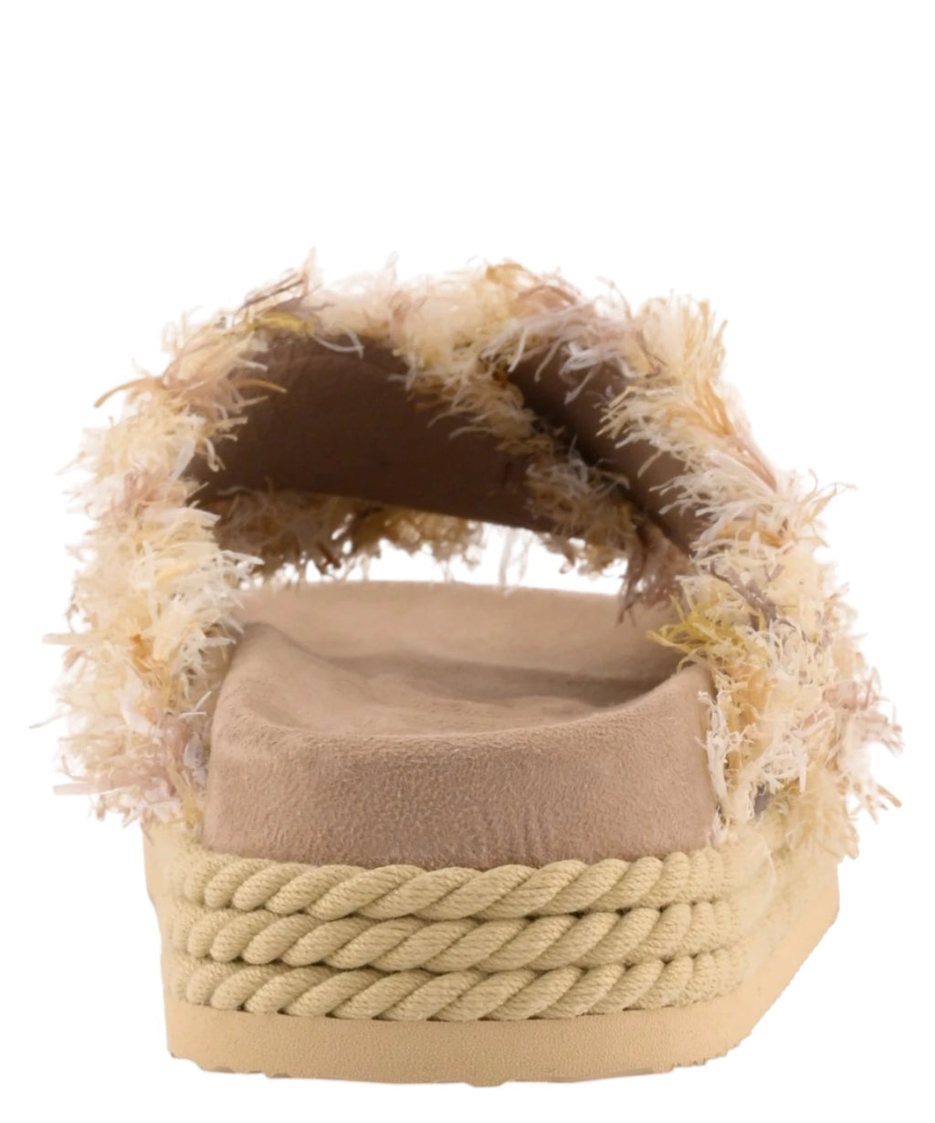 Mou Criss-Cross Multicolor Raffia Sandals