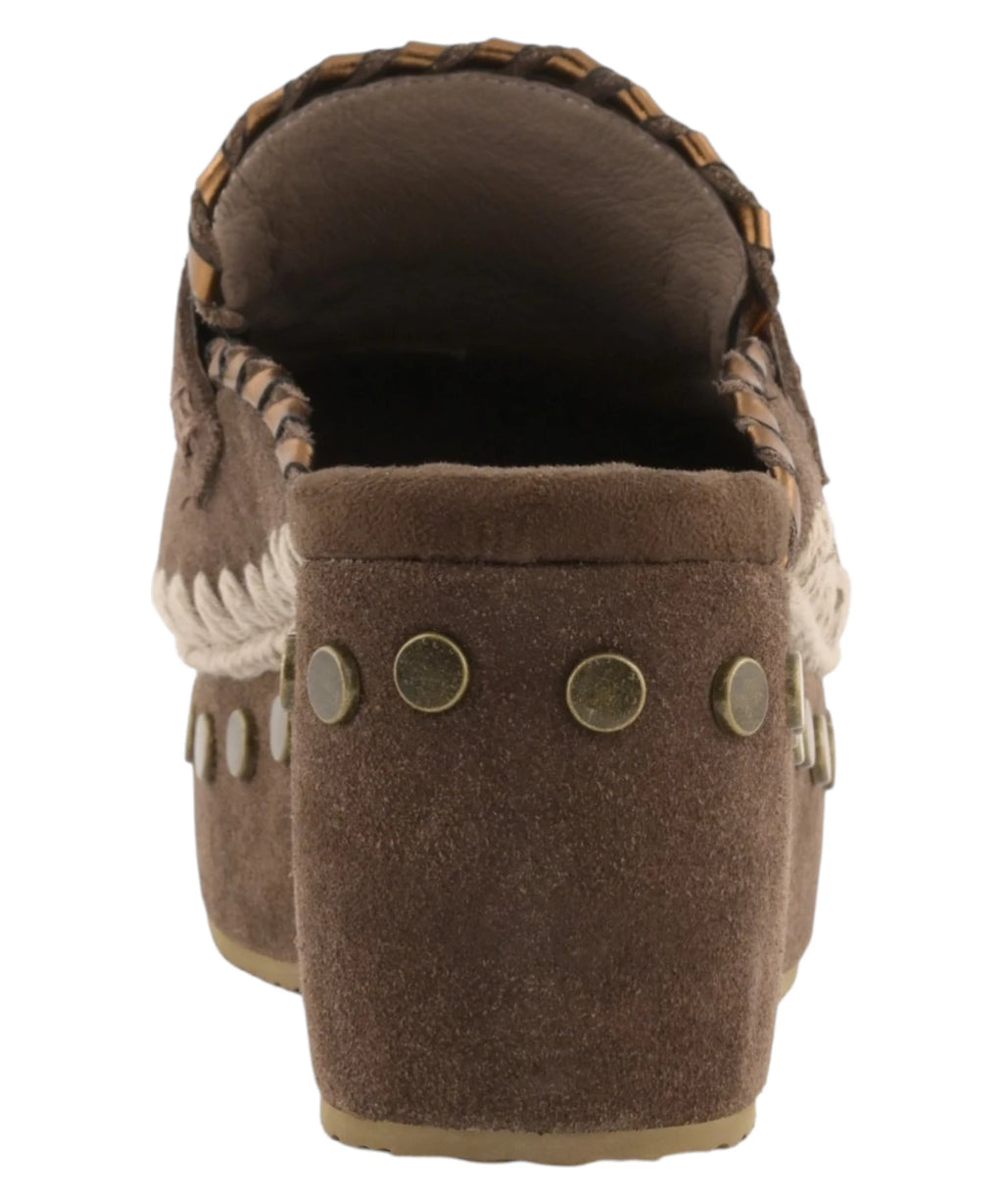 Women's Leather Clogs Mou Clog Leather Overstitching