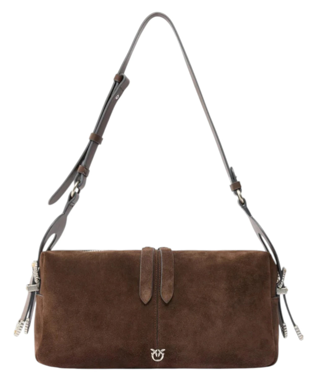 Pinko Keeper Medium Suede Bag with Love Birds