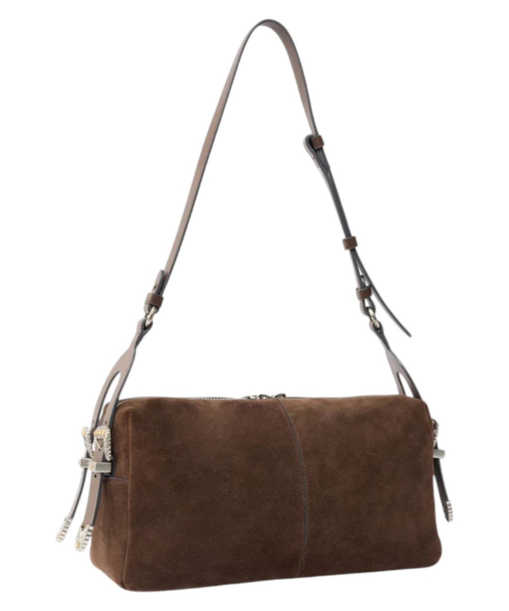 Pinko Keeper Medium Suede Bag with Love Birds